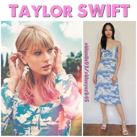 Reformation “Astrid” Dress In Cielo Angel Cloud Print Xs
